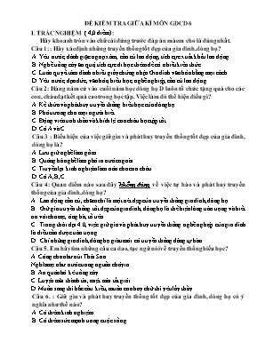 Đề kiểm tra giữa kì môn Giáo dục công dân 6